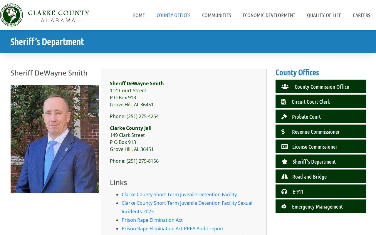 Clarke County Sheriff and jail booking records page