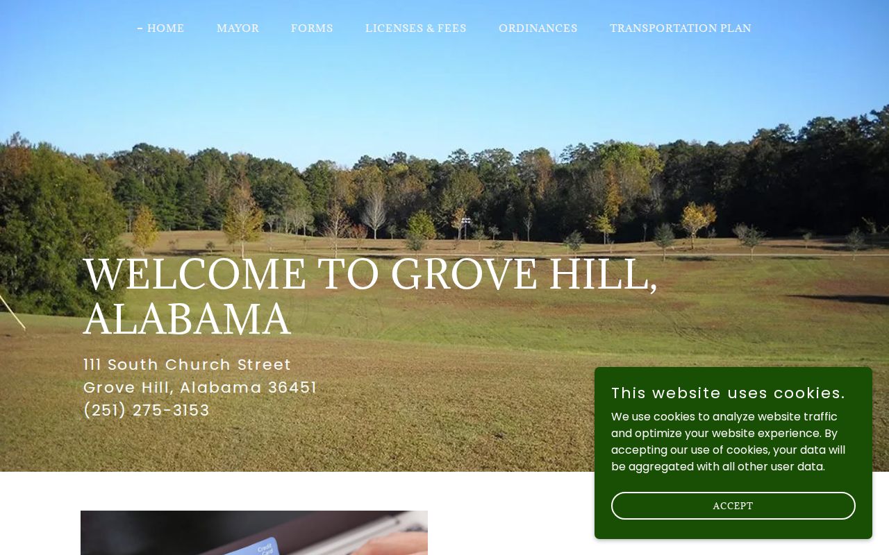 Town of Grove Hill official contact for Grove Hill arrest records in Clarke County