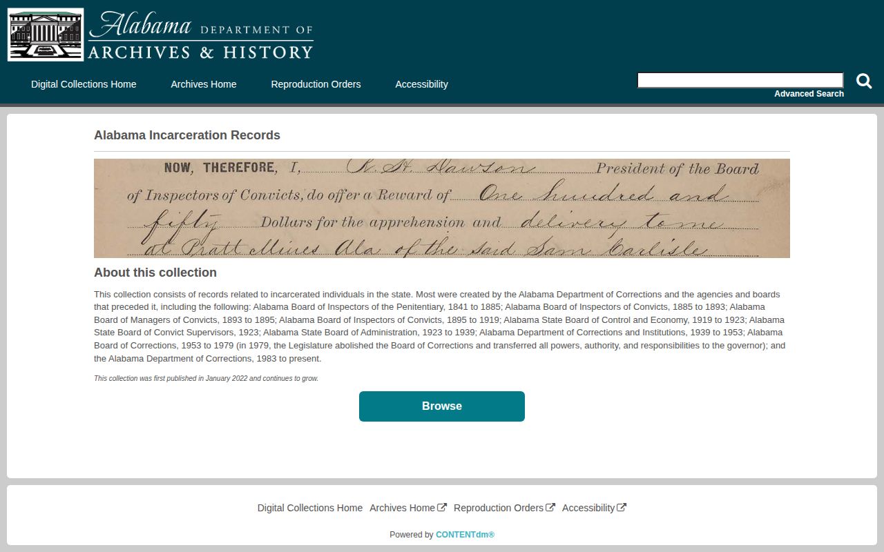 Alabama historical incarceration archive for old Clarke County records